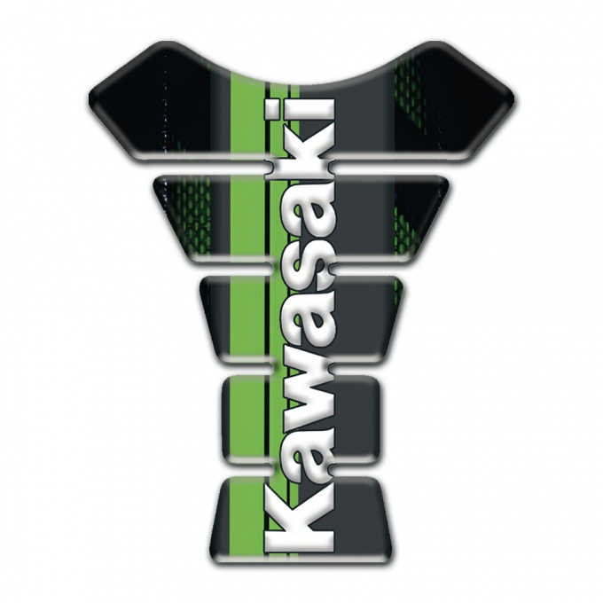 Kawasaki Tank Fuse Black Green Base Vertical White Logo 