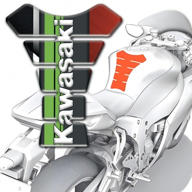 Kawasaki Tank Protector Motorcycle Anti Slip Sticker with Vertical White Green Logo 