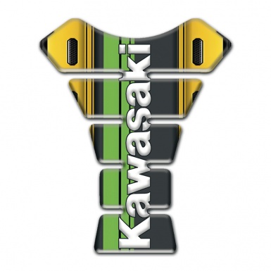 Kawasaki Tank Guard Pads Yellow Base Black Greeen logo Panel 