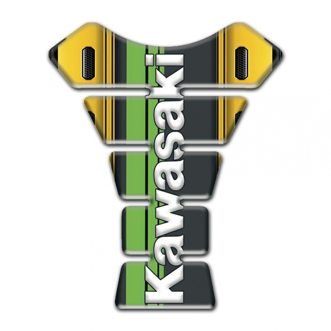 Kawasaki Tank Guard Pads Yellow Base Black Greeen logo Panel 