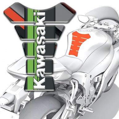 Kawasaki Tank Protector Diagonal Patterns Base Green Tape Logo Panel 
