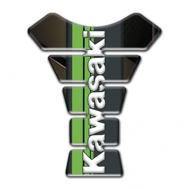 Kawasaki Tank Guard Pads Bronze base Vertical White Logo 