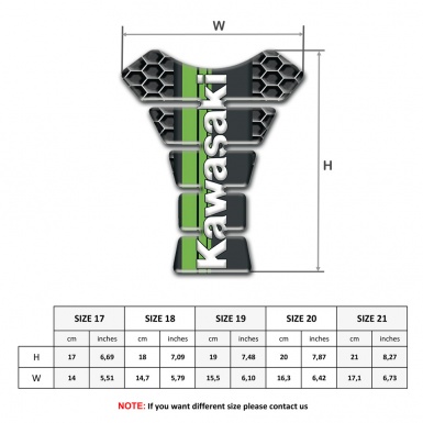 Kawasaki Tank Pad Motorbike Honeycomb Design with Green tape Logo Panel 
