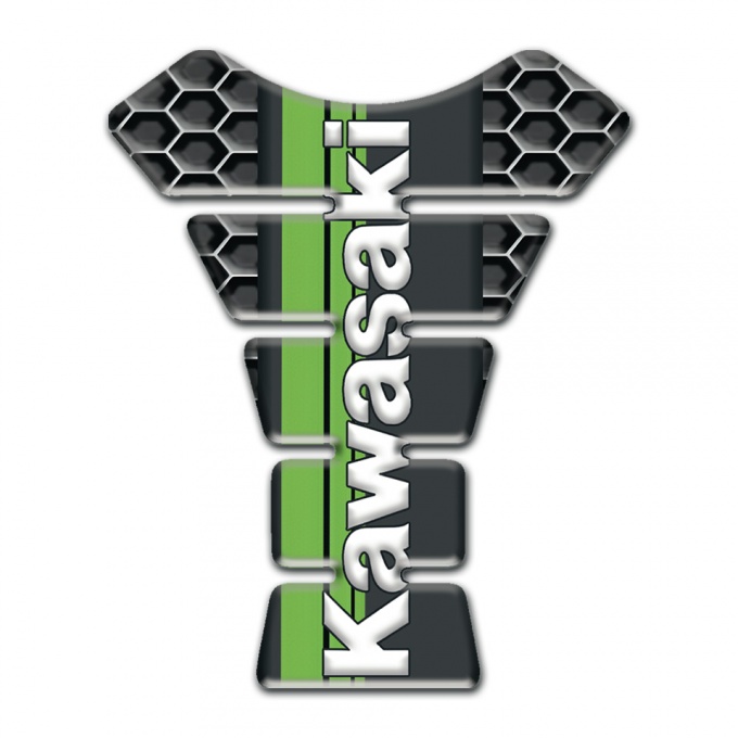 Kawasaki Tank Pad Motorbike Honeycomb Design with Green tape Logo Panel 