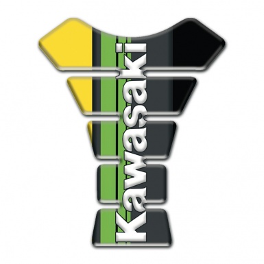 Kawasaki Tank Guard Pads Yellow Black Halves background Model 