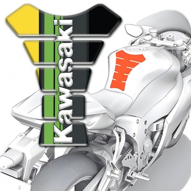 Kawasaki Tank Guard Pads Yellow Black Halves background Model 