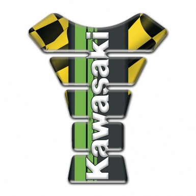Kawasaki Tank Protector Yellow Black Squares background 