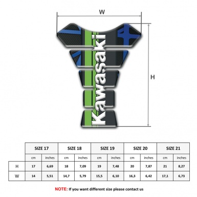 Kawasaki Tank Guard Pads Black with Blue Patterns background 