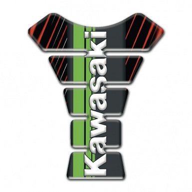 Kawasaki Tank Pad Protector Black with Red Stripes background 