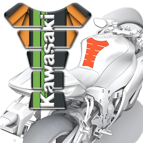 Kawasaki Tank Pad Motorbike Orange Parts Model Edition 