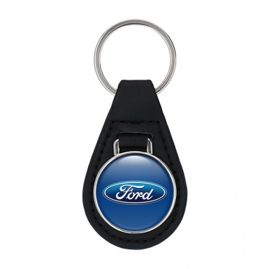 Ford Leather Keychain Light Blue White Edition