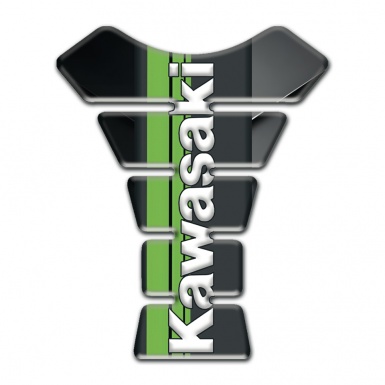 Kawasaki Tank Pad Protector Black Gray halves Design Vertical White logo Style 