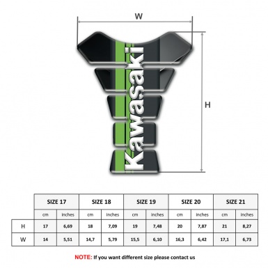 Kawasaki Tank Pad Protector Black Gray halves Design Vertical White logo Style 