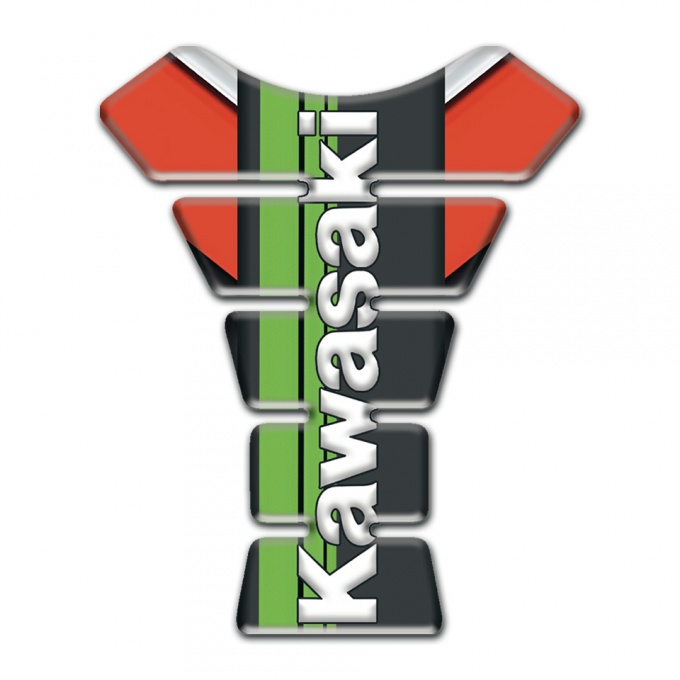 Kawasaki Tank Fuse Red Gray Background Green Logo Panel 