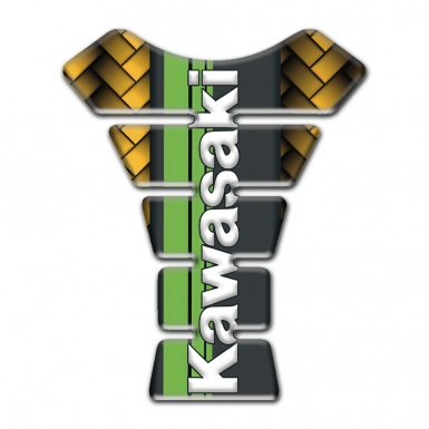 Kawasaki Tank Pad Motorbike Yellow parts base Style Vertical white Logo 