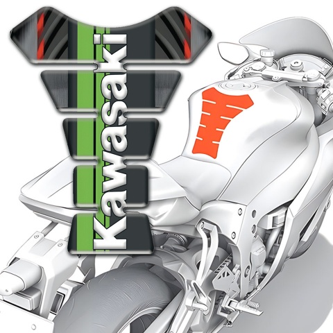 Kawasaki Tank Guard Pads Stylish Model with Green Tape Logo Panel 