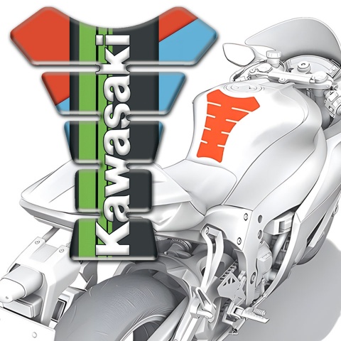 Kawasaki Tank Protector Sky Blue with Red background 