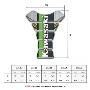 Kawasaki Tank Pad Protector Silver Yellow Base Green Tape Logo Panel 