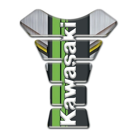 Kawasaki Tank Pad Protector Silver Yellow Base Green Tape Logo Panel 