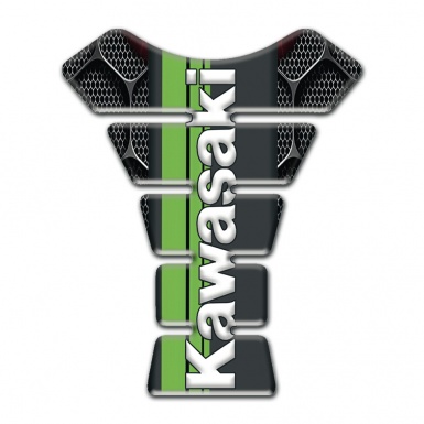 Kawasaki Tank Pad Motorbike 3D Background Print and Vertical White Logo 
