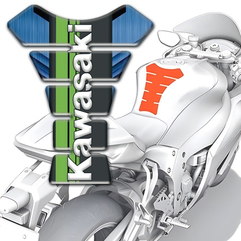 Kawasaki Tank Protector Navy Blue Base Green Tape panel Design 