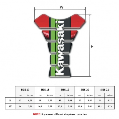 Kawasaki Tank Fuse Red Black Print Background Green Logo Panel 