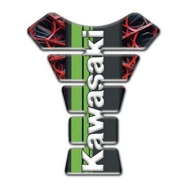 Kawasaki Tank Pad Motorbike Red Spider web Background Design 
