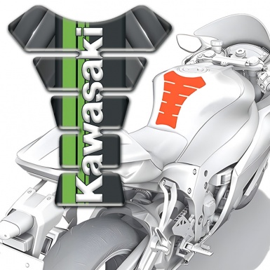 Kawasaki Tank Guard Pads Gray Elements Warp with White Vertical Logo 