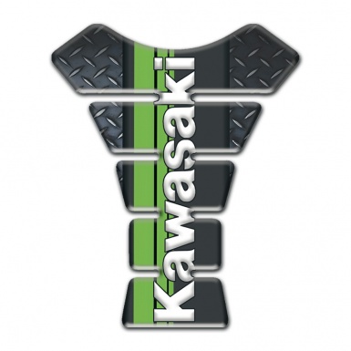 Kawasaki Tank Pad Motorbike Rough Effect Warp and Green Tape Logo Panel 