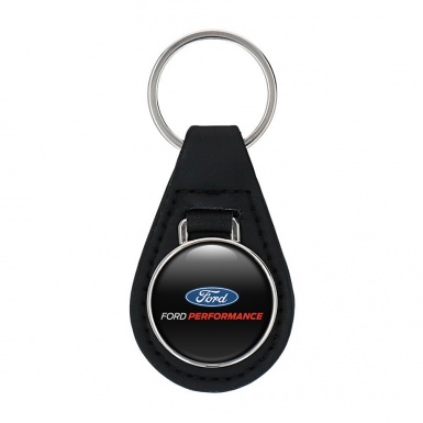 Ford Performance Leather Keychain Black Multicolor Logo
