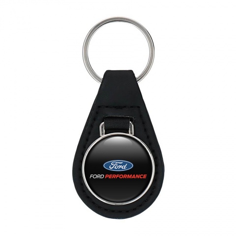 Ford Performance Leather Keychain Black Multicolor Logo