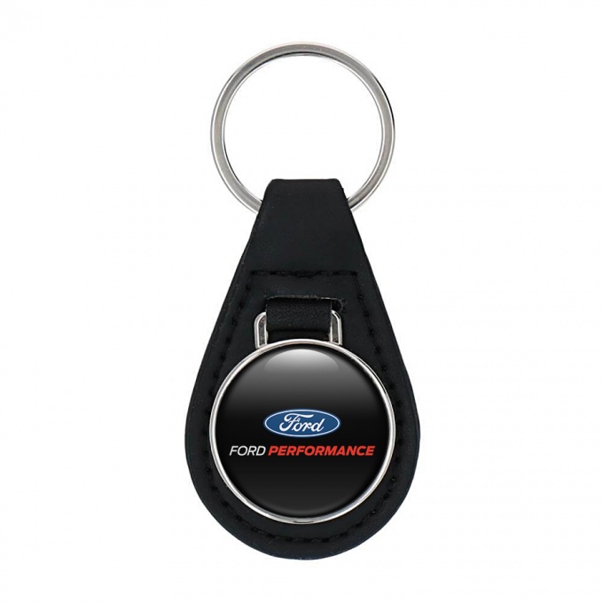 Ford Performance Leather Keychain Black Multicolor Logo