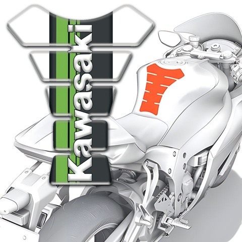 Kawasaki Tank Pad Protector White Warp Black Green Logo Panel 