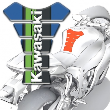 Kawasaki Tank Fuse Blue Warp Black Green Logo Panel 