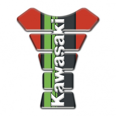 Kawasaki Tank Pad Motorbike Red Warp and Black Green Logo Panel 