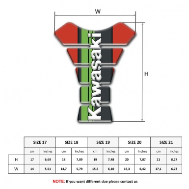 Kawasaki Tank Pad Motorbike Red Warp and Black Green Logo Panel 