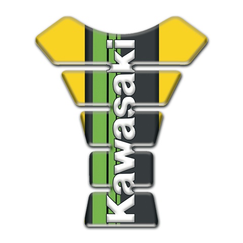 Kawasaki Tank Protector Yellow Print with Black Green Logo Panel 