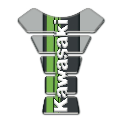 Kawasaki Tank Pad Protector Gray Print and Black Green Logo Panel 