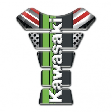 Kawasaki Tank Guard Pads Silicone Design with White Vertical Logo 