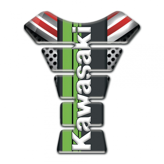 Kawasaki Tank Guard Pads Silicone Design with White Vertical Logo 
