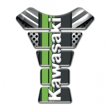 Kawasaki Tank Protector Silicone Sticker White Vertical Logo Design 