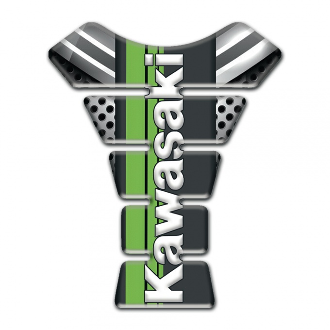 Kawasaki Tank Protector Silicone Sticker White Vertical Logo Design 