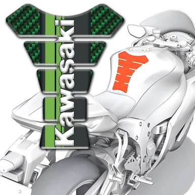 Kawasaki Tank Pad Motorbike Green Carbon Background Style 