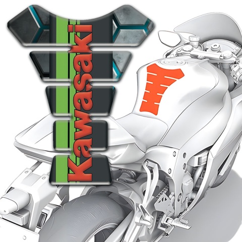 Kawasaki Tank Pad Protector Turquoise Channels Design 