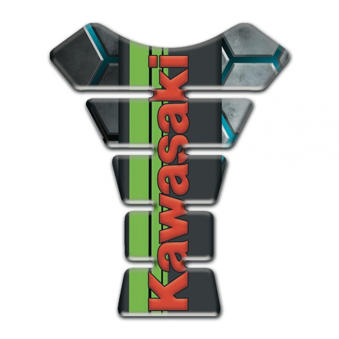 Kawasaki Tank Pad Protector Turquoise Channels Design 