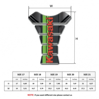 Kawasaki Tank Pad Motorbike Unique Model With Green Tape and Red Vertical Logo 