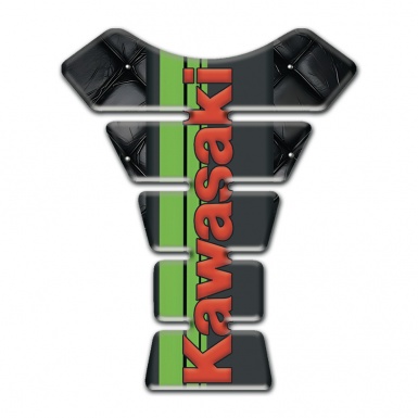 Kawasaki Tank Guard Pads Black Leather Effect Red Logo Design 