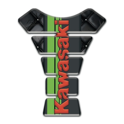 Kawasaki Tank Guard Pads Black Leather Effect Red Logo Design 