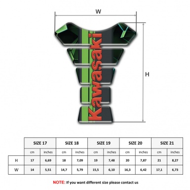 Kawasaki Tank Pad Protector Green Diamond Effect Red Logo 