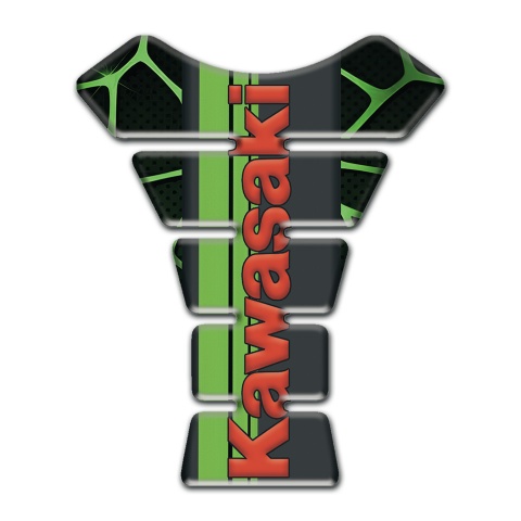 Kawasaki Tank Pad Motorbike Black withGreen Patterns Base Red Logo Edition 